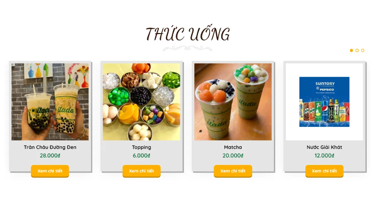 Menu nước ITADA Cần Thơ